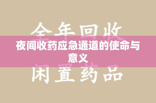 衡阳夜间收药应急通道的使命与意义